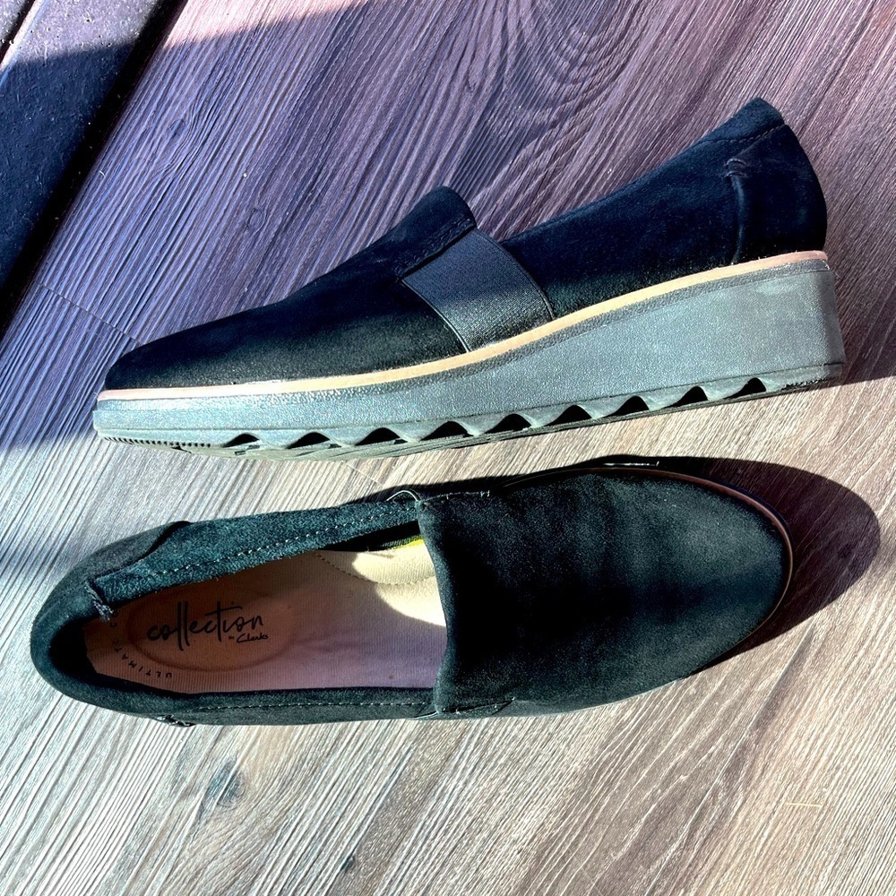 Clark’s Collection, Sharon Dolly Loafers - Size 8.5, Black, Suede